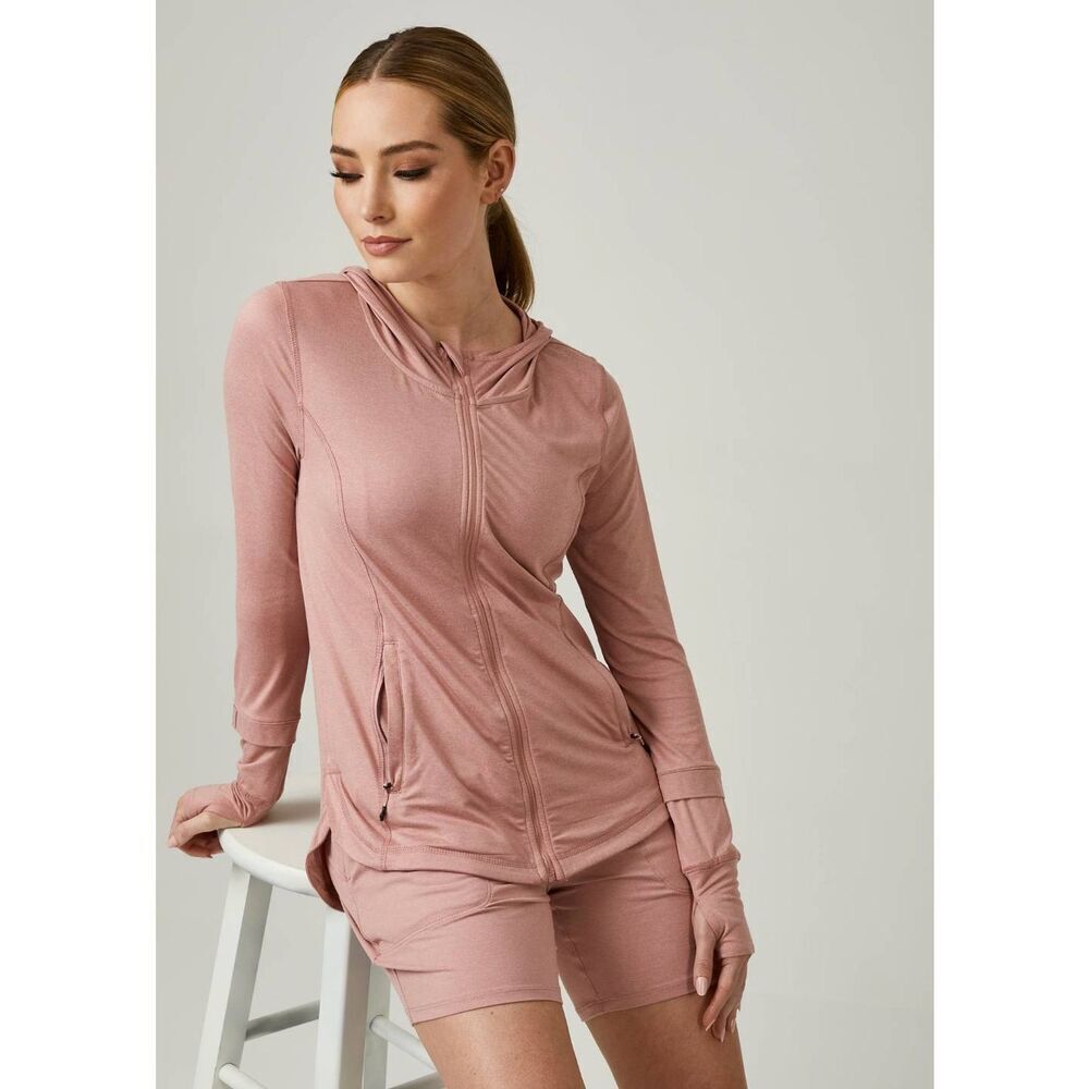 7Diamonds Core Hoodie Jacket Heather Chai Athletic Workout Outdoor Coquette